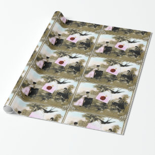 ROMANTIC VALENTINE LETTER ,RED WAX SEAL WITH HEART WRAPPING PAPER