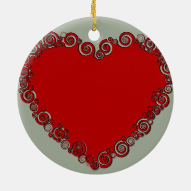 Romantic Valentine Love Heart Red Ceramic Tree Decoration (Back)
