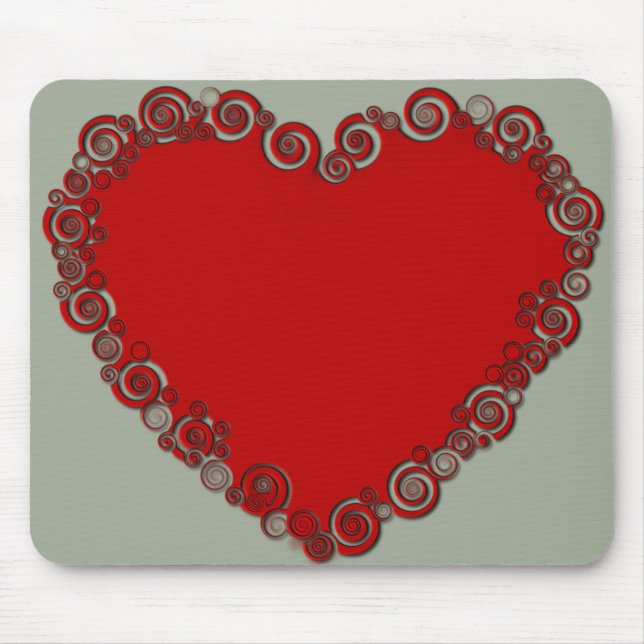 Romantic Valentine Love Heart Red Mouse Mat (Front)