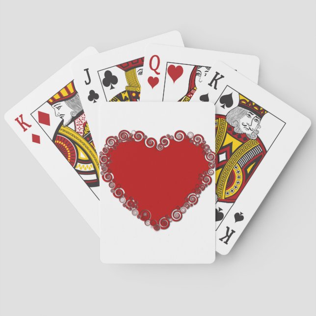 Romantic Valentine Love Heart Red Playing Cards (Back)