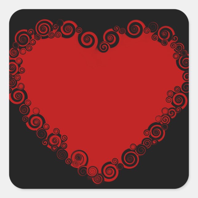 Romantic Valentine Love Heart Red Square Sticker (Front)
