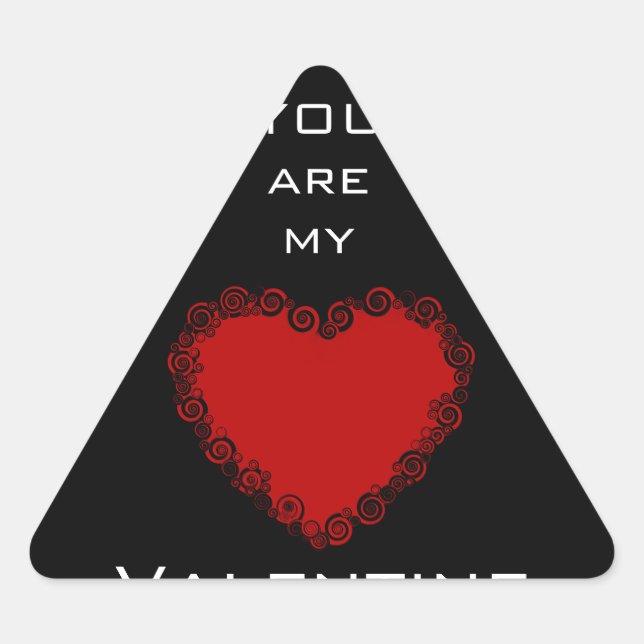Romantic Valentine Love Heart Red Triangle Sticker (Front)