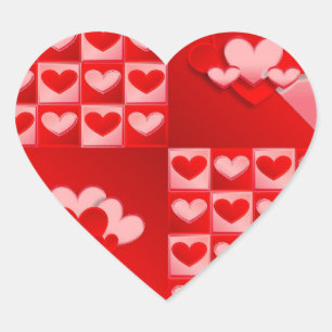 Romantic Valentine Love Hearts Red White Heart Heart Sticker