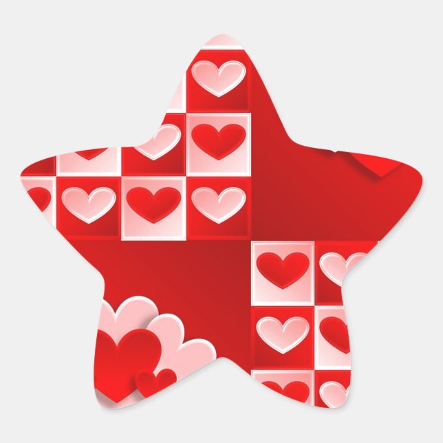 Romantic Valentine Love Hearts Red White Heart Star Sticker (Front)