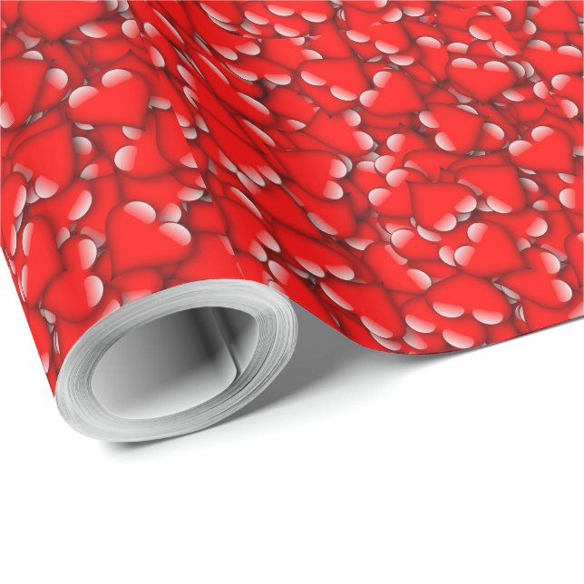 Romantic Valentine Love Hearts Red Wrapping Paper (Roll Corner)