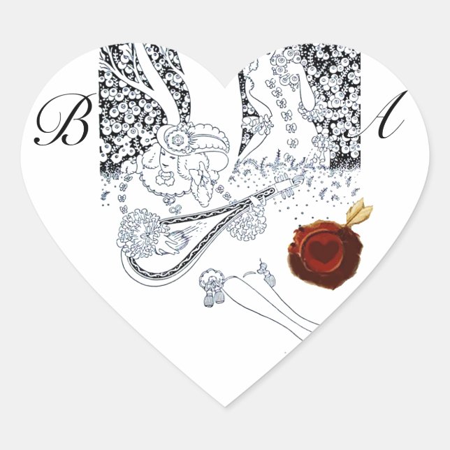 ROMANTIC VALENTINE LOVERS RED WAX SEAL MONOGRAM (Front)