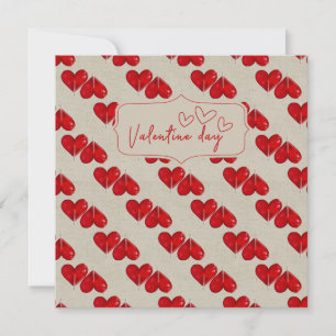 Romantic Valentine’s Day Card Red Heart Pattern