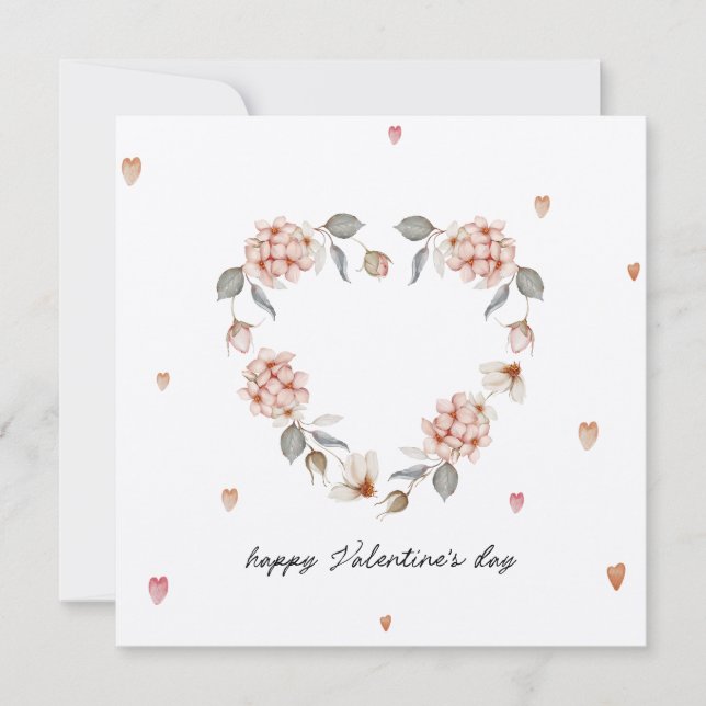 Romantic Valentine’s Day with Floral Heart Card (Front)