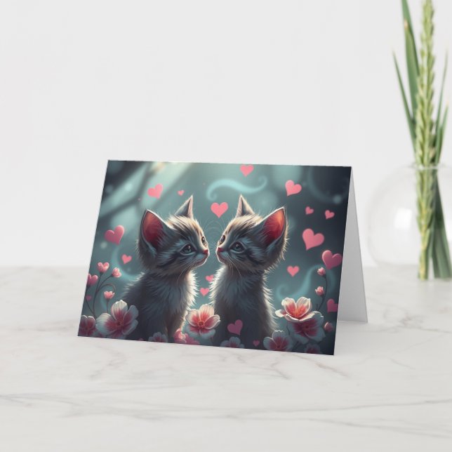 Romantic Valentines Cat Card (Front)
