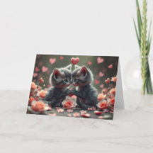 Romantic Valentines Cat Card