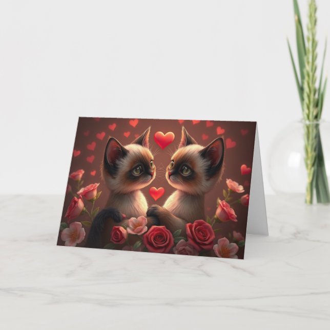 Romantic Valentines Cat Card (Front)