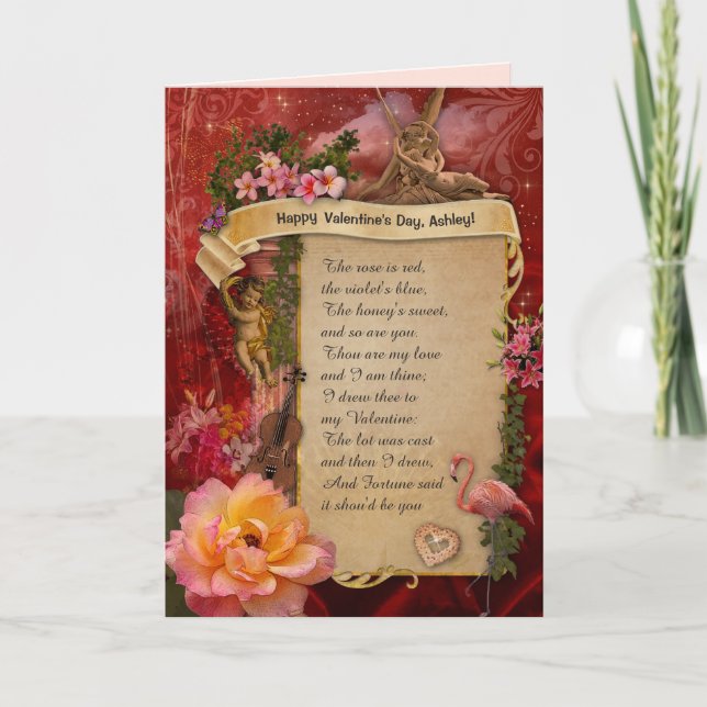 Romantic Valentine's (customisable) Holiday Card (Front)