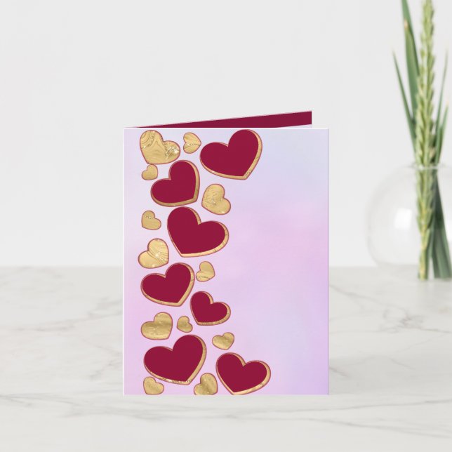 Romantic Valentine's Day | Burgundy & Gold Heart Invitation (Front)