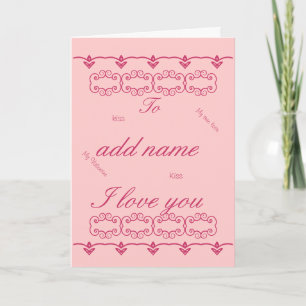 Romantic Valentine's Day Card Add name front
