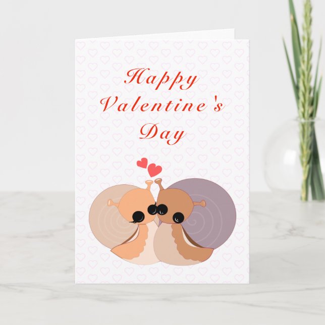 Romantic Valentine's Day Card Couple Snails Love (Front)