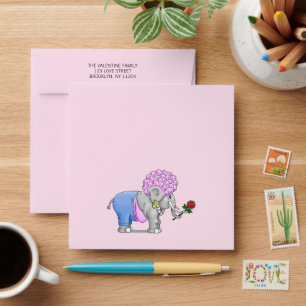Romantic Valentine's Day Elephant Envelope