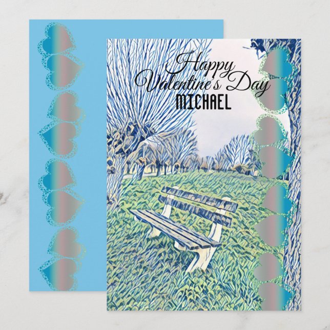 Romantic Valentines Day Heart Garden Bench For Him (Front/Back)