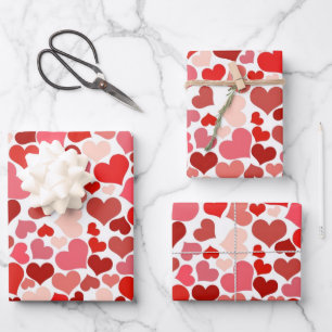 Romantic Valentine's Day Heart Pattern Wrapping Paper Sheet