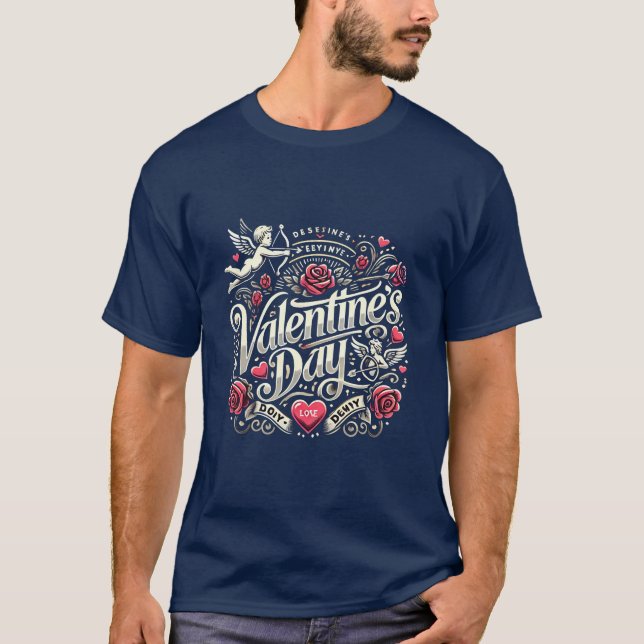 Romantic Valentine's Day Logo Design for T-Shirts (Front)