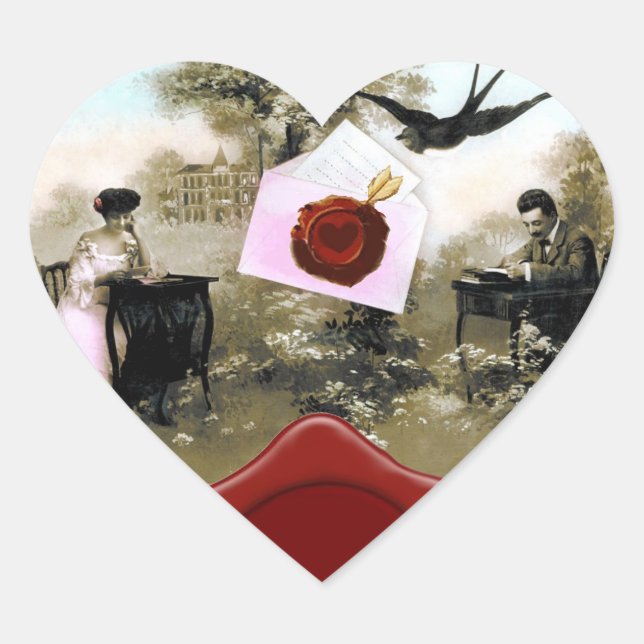 ROMANTIC VALENTINE'S DAY LOVERS RED WAX SEAL HEART (Front)