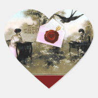 ROMANTIC VALENTINE'S DAY LOVERS RED WAX SEAL HEART