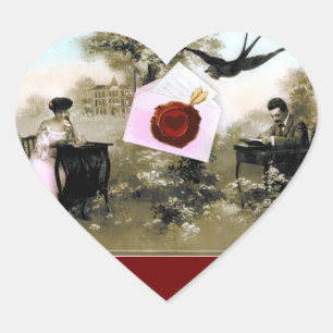 ROMANTIC VALENTINE'S DAY LOVERS RED WAX SEAL HEART