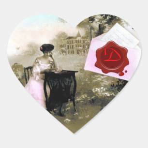 ROMANTIC VALENTINE'S DAY LOVERS RED WAX SEAL HEART