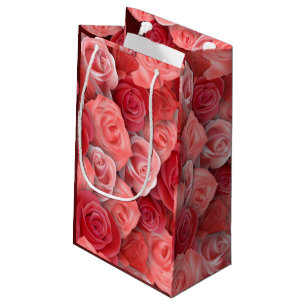 Romantic Valentines day pink and red roses Small Gift Bag