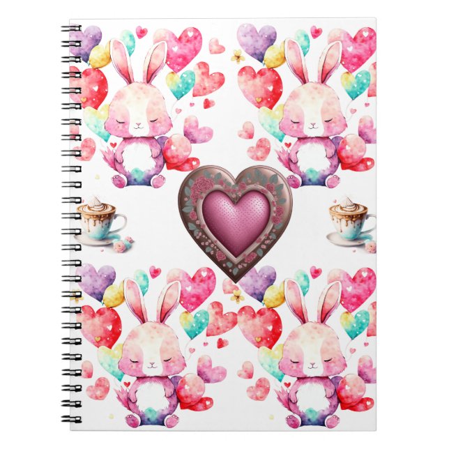 Romantic Valentine's Day Wallpaper -Hearts Design Notebook (Front)
