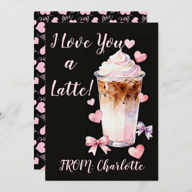 Romantic Valentines Day Whipped cream iced coffee Card (Front/Back)
