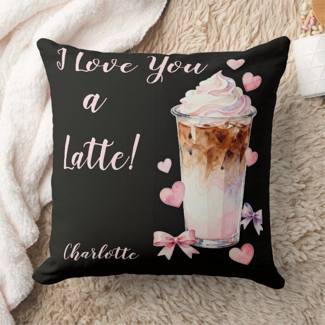 Romantic Valentines Day Whipped cream iced coffee Cushion (Blanket)