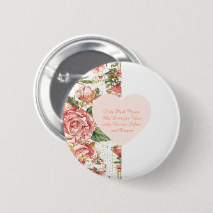 Romantic Valentine's Day with Lovely Roses Paper P 6 Cm Round Badge