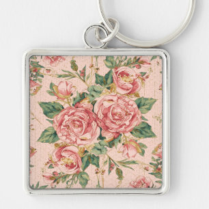 Romantic Valentine's Day with Lovely Roses,Pink Key Ring