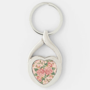 Romantic Valentine's Day with Lovely Roses,Pink Key Ring