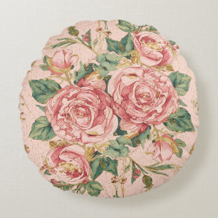 Romantic Valentine's Day with Lovely Roses,Pink Round Cushion