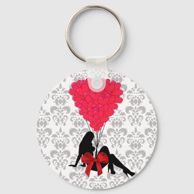 Romantic Valentines design Key Ring (Front)