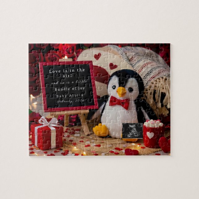 Romantic Valentines Pregnancy Announcement  Jigsaw Puzzle (Horizontal)