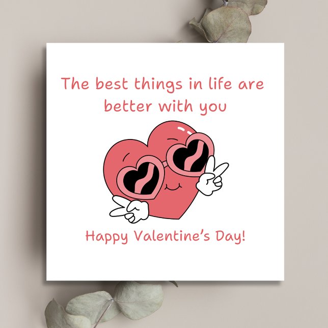 romantic valentines quote, funny red heart minimal holiday card (Creator Uploaded)