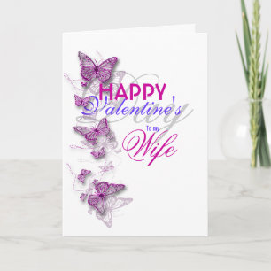 Romantic valentine's wife floral message holiday card