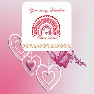 Romantic Valentines You Are My Rainbow Sweetheart Square Sticker