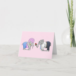 Romantic Valentiness Day Elephants Holiday Card