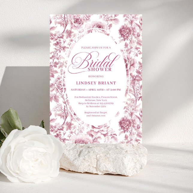 Romantic Velvet Rose Floral Bridal Shower Invite (Romantic Velvet Rose Floral Bridal Shower Invitation)