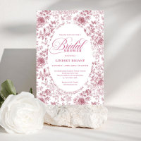 Romantic Velvet Rose Floral Toile Bridal Shower