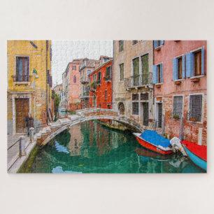 Romantic Venice bridge canal reflections, Italy Jigsaw Puzzle