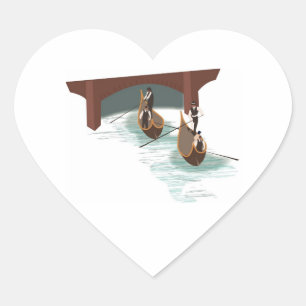 Romantic Venice Gondolas Wedding Hearts Heart Sticker