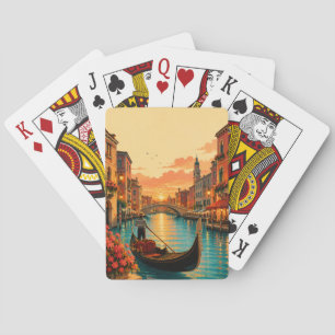 Romantic Venice Italy Gondola Ride Sunset Travel Playing Cards