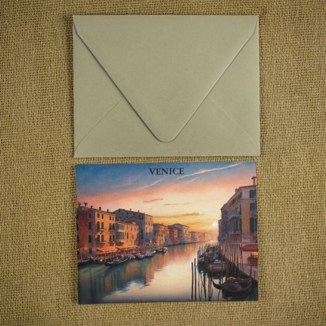 Romantic Venice Italy Sunset View Postcard (Venice Italy romantic sunset postcard)