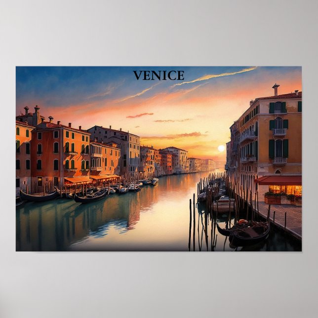 Romantic Venice Italy Sunset View Poster (Front)