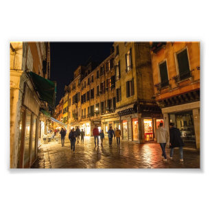 Romantic Venice Street at Night Photo Print