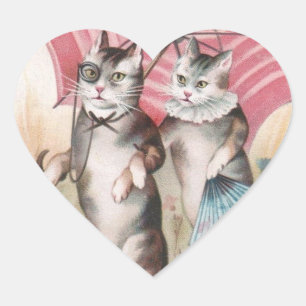 Romantic Victorian Cats Scrapbook Sticker